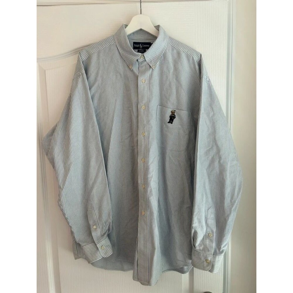 Vintage Ralph Lauren Men Button Down XL 100% Cotton Shirt Polo Bear Quiet Luxury